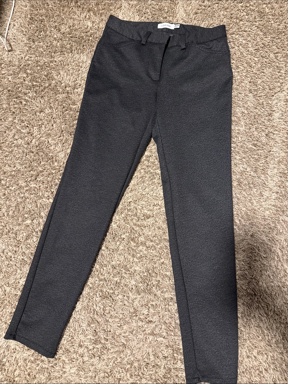 Calvin Klein Charcoal Ponte Slim Trousers